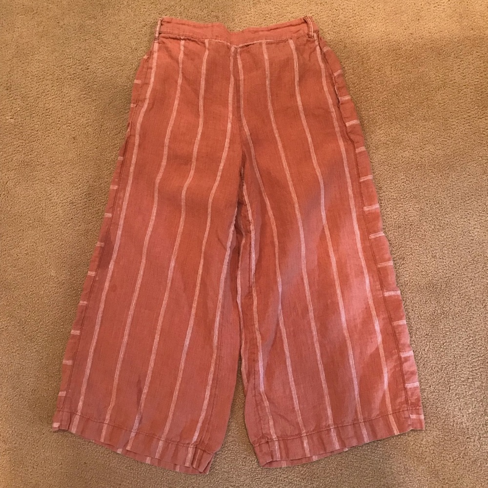 Linen wide leg cropped pants